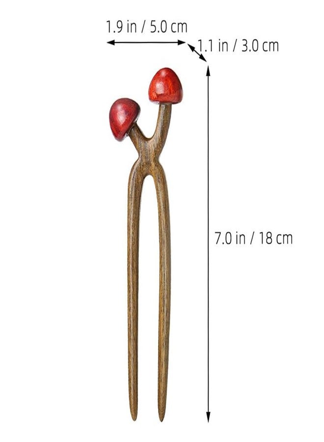 AKV Wooden Mushroom Hair Stick, U Shaped Hair Pins for Long Hair Decor Accessories, Chinese Hair Chopsticks for Women Girl Hair Sticks for Buns - Best Gifts, Size:7.07X1.97X1.18in (A) - Image 2